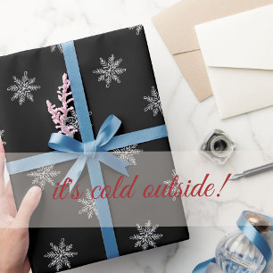 Papier Cadeau Elegant Black and White Chalk Snowflakes