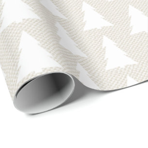 Papier Cadeau Elégant blanc moderne Arbres Beige Motif géométriq
