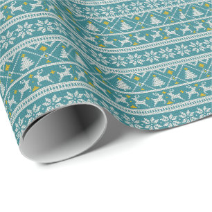 Papier Cadeau Élégant bleu Joyeux Noël turquoise