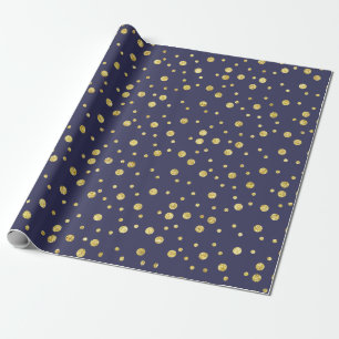 Papier Cadeau Elégant bleu marine Golden Chic Dots Enveloppement