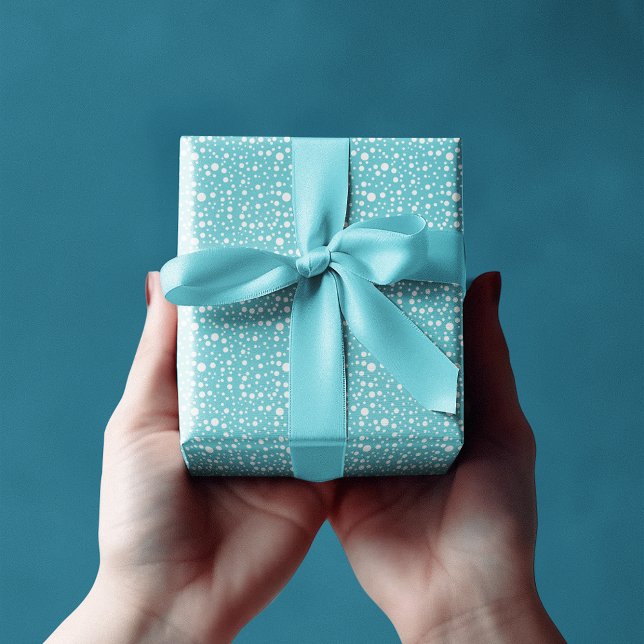 Papier Cadeau Elégant bleu Pois blancs de taille aléatoire (Créateur téléchargé)