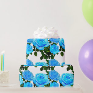 Papier Cadeau Elégant bleu turquoise rose bleu floral bleu fleur