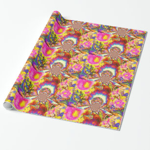 Papier Cadeau Elégant boho retro aquarelle de tournesol champs