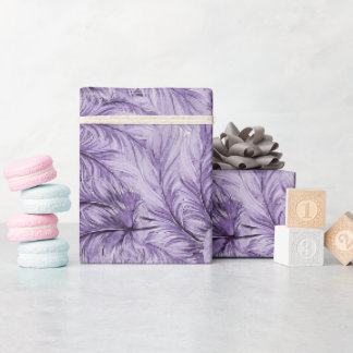 Papier Cadeau Elégant Boho violet Aquarelle Whimsical Feather
