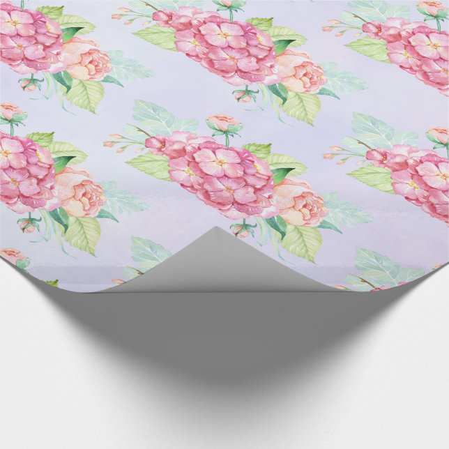 Papier Cadeau Elégant Bouquet de fleurs rose (Coin)
