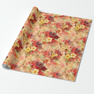 Papier Cadeau Élégant Bouquet Floral Motif Vintage Cadeau