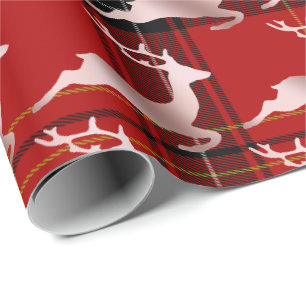 Papier Cadeau Élégant Buffalo de Noël Plaid Motif Rose or