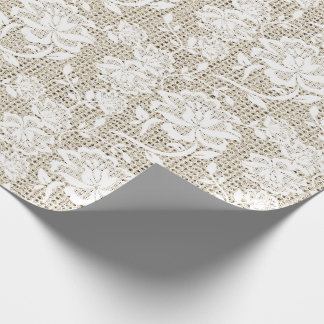 Papier Cadeau Élégant Burlap et papier d'enveloppement de dentel