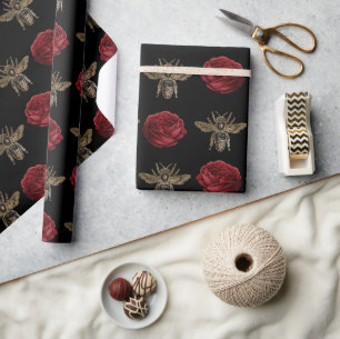 Papier Cadeau Élégant cadeau floral d'abeille