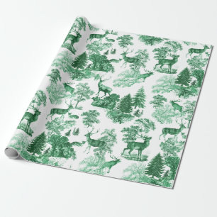 Papier Cadeau Élégant cerf vert Vintage élégant dans le bois