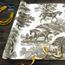 Élégant Chevaux Rustiques Toile Beige sans couture