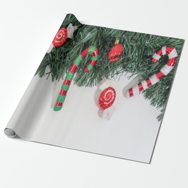 Papier Cadeau Élégant Chic Noël Bonbons vacances (Déroulé)