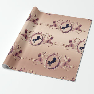 Papier Cadeau Élégant Chic Rose Gold Equestrier Ribbon Crest
