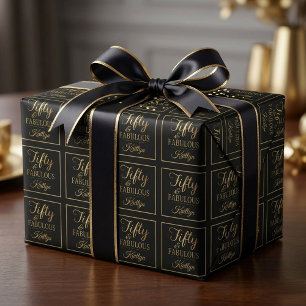 Papier Cadeau Elegant Cinquante et Fabuleux ! Soirée du 50e Anni