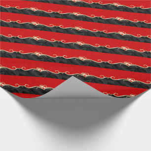 Papier Cadeau Elégant Coeurs d'or noir et rouge Romantique
