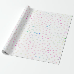 Papier Cadeau Élégant Confetti Dots D'Iridescente Design Blanc