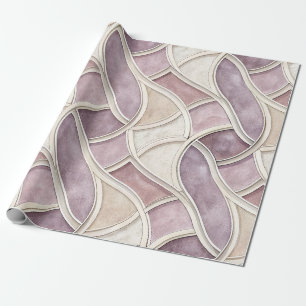 Papier Cadeau Élégant Courbé en Crème et Lilas – Géométrique
