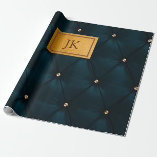 Papier Cadeau Élégant Cuir Vert, Diamants, Monogramme