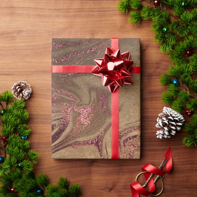 Papier Cadeau Élégant cuivre moderne rose gold marble look (Cadeau de vacances)