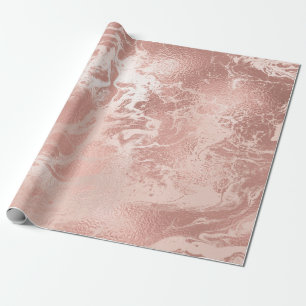 Papier Cadeau Élégant cuivre moderne rose or & marbre rose