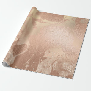 Papier Cadeau Élégant cuivre moderne rose or parties scintillant