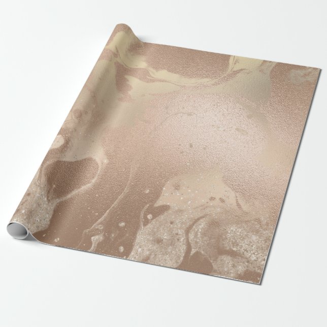 Papier Cadeau Élégant cuivre moderne rose or parties scintillant (Déroulé)
