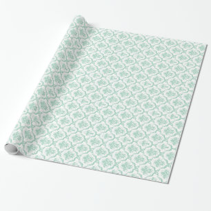 Papier Cadeau Élégant damas à la menthe verte et blanche