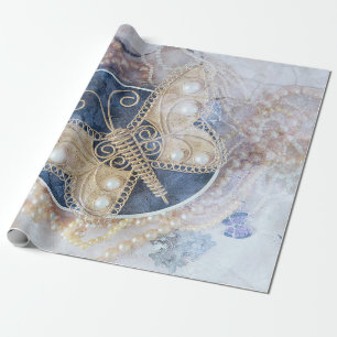 Papier Cadeau Élégant de l'or blanc de la mariée Mariage papillo