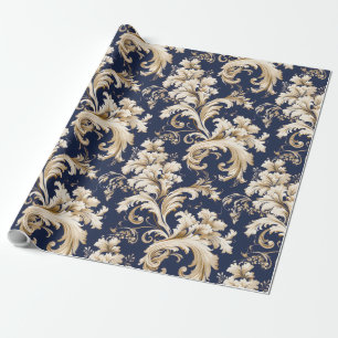 Papier Cadeau Elégant décor baroque et damassé : Orné Vintage