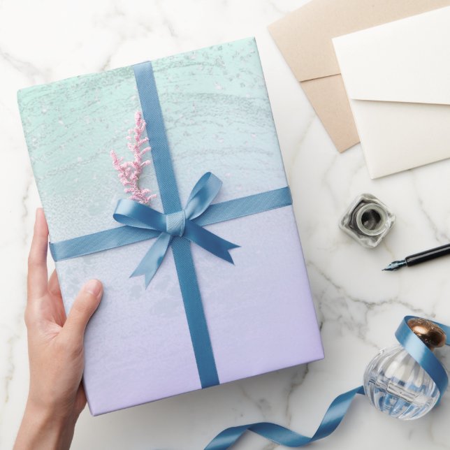 Papier Cadeau Elégant dégradé moderne menthe vert parties scinti (Cadeaux)