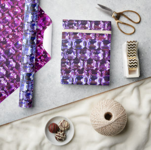 Papier Cadeau Élégant diamants de pierres précieuses violettes