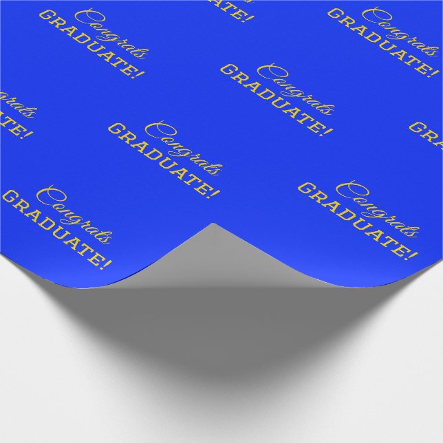 Papier Cadeau Élégant diplômé de Félicats ! Bleu d'or à grande i (Coin)