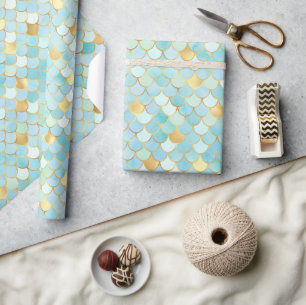 Papier Cadeau Élégant Écaille de Sirène Ombre Feuille d'Aluminiu