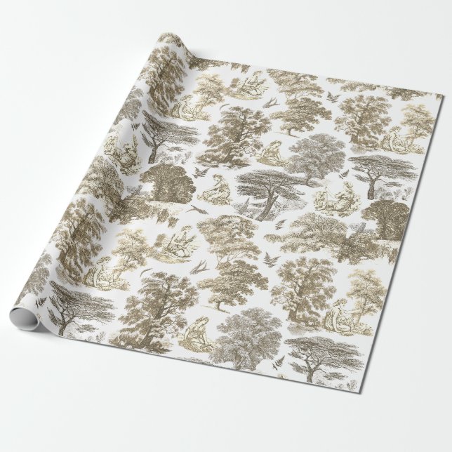 Papier Cadeau Élégant, élégant, beige rustique, toile de campagn (Déroulé)