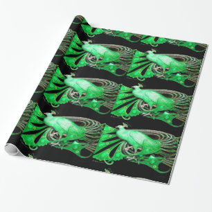 PAPIER CADEAU ÉLÉGANT EMERALD GREEN PEACOCK JEWEL ET PIERRES GEM