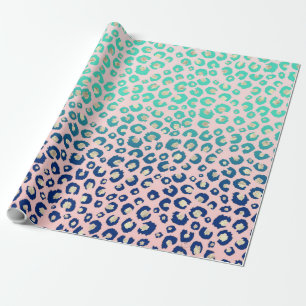 Papier Cadeau Élégant empreinte de léopard or bleu Mint Gradi