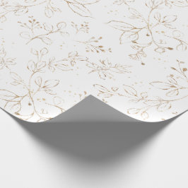 Papier Cadeau Elégant Eucalyptus Feuille Faux Gold Plutôt