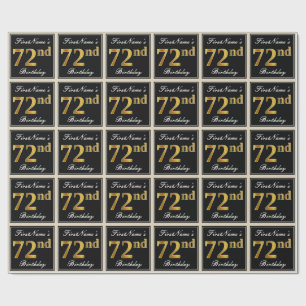 Papier Cadeau Elégant, Faux Gold 72e anniversaire + Nom personna