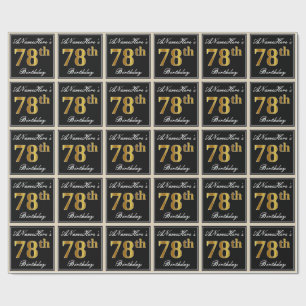 Papier Cadeau Elégant, Faux Gold 78e anniversaire + Nom personna