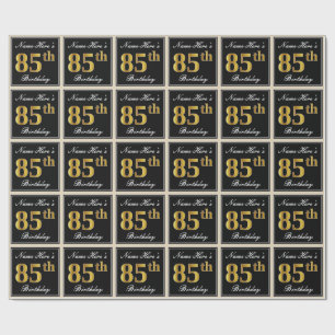 Papier Cadeau Elégant, Faux Gold 85e anniversaire + Nom personna