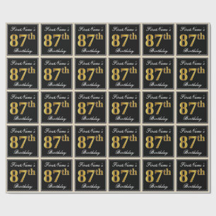 Papier Cadeau Elégant, Faux Gold 87e anniversaire + Nom personna