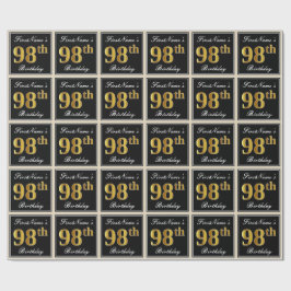 Papier Cadeau Elégant, Faux Gold 98e anniversaire + Nom personna
