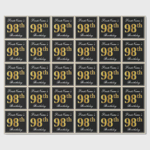Papier Cadeau Elégant, Faux Gold 98e anniversaire + Nom personna