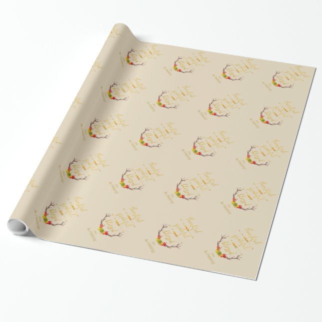 Papier Cadeau Elégant Faux Gold Thanksgiving Monogramme (Déroulé)