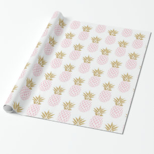 Papier Cadeau Élégant faux or motif d'ananas tropical