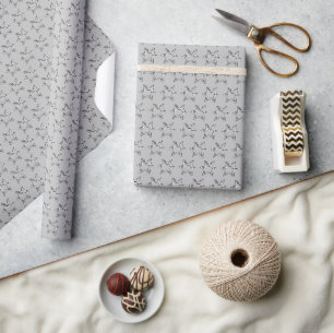 Papier Cadeau Elégant Faux Silver Grey Stars Motif Noël