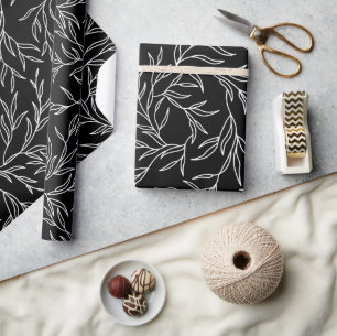 Papier Cadeau Élégant Feuille noir et blanc Papier à enveloppeme