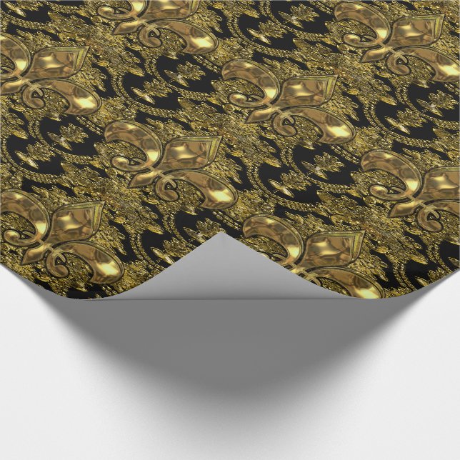 Papier Cadeau Élégant Fleur Baroque Élégant (Coin)
