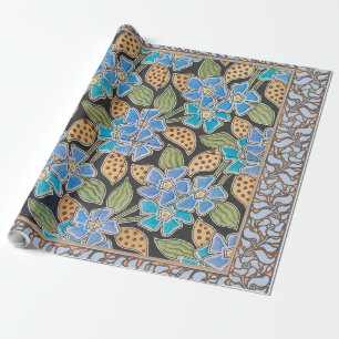 Papier Cadeau Élégant Fleur Bleu Périwinkle Floral Classic
