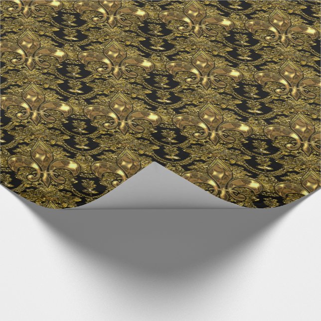 Papier Cadeau Élégant Fleur Royal Baroque Élégant (Coin)